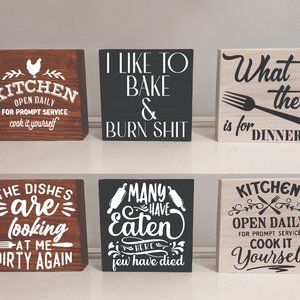 Funny Kitchen Décor - 5x5 custom wooden blocks
